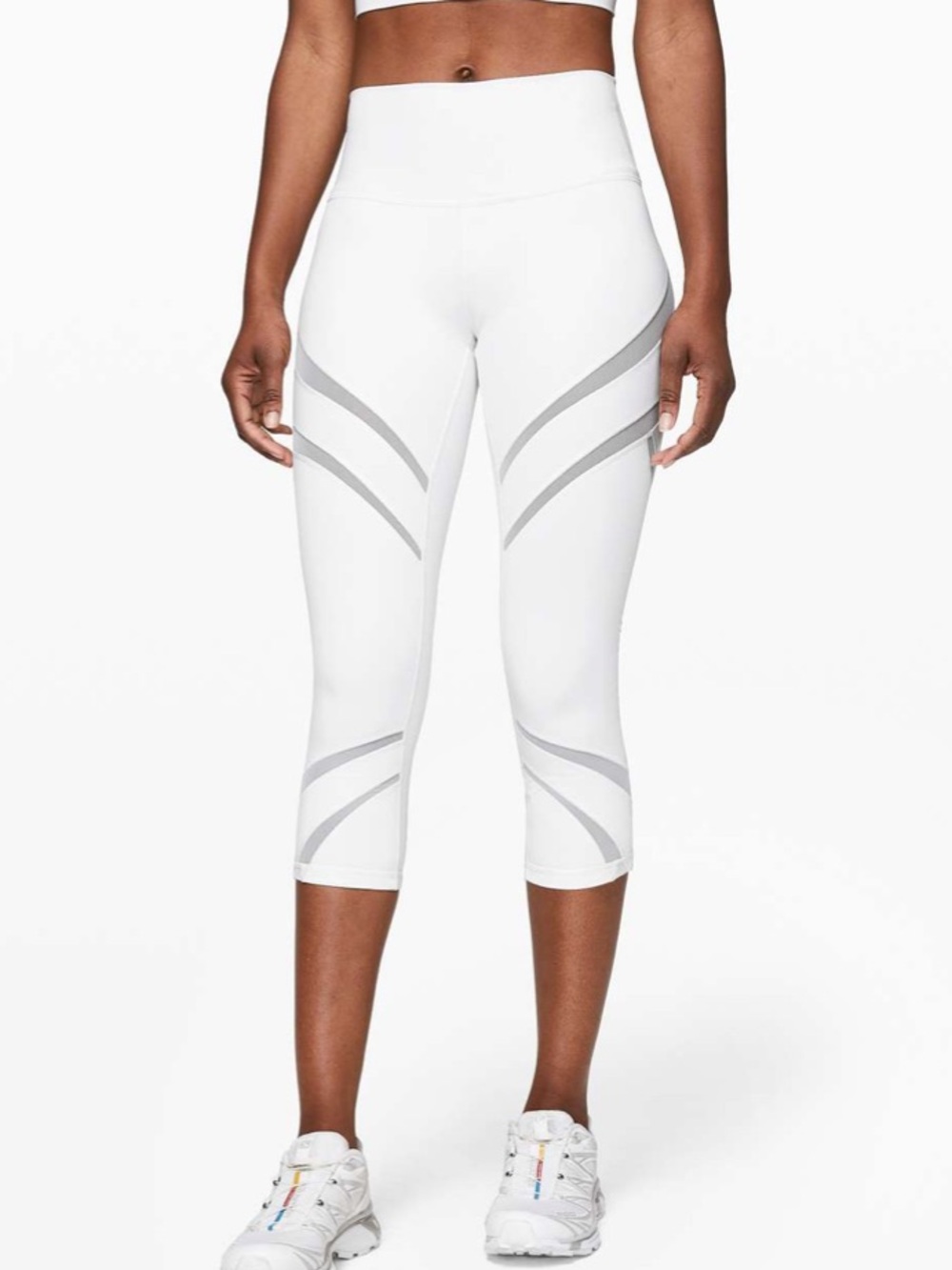 Lululemon Wunder Under High-Rise Crop 21” Mesh Leggings White Size 6